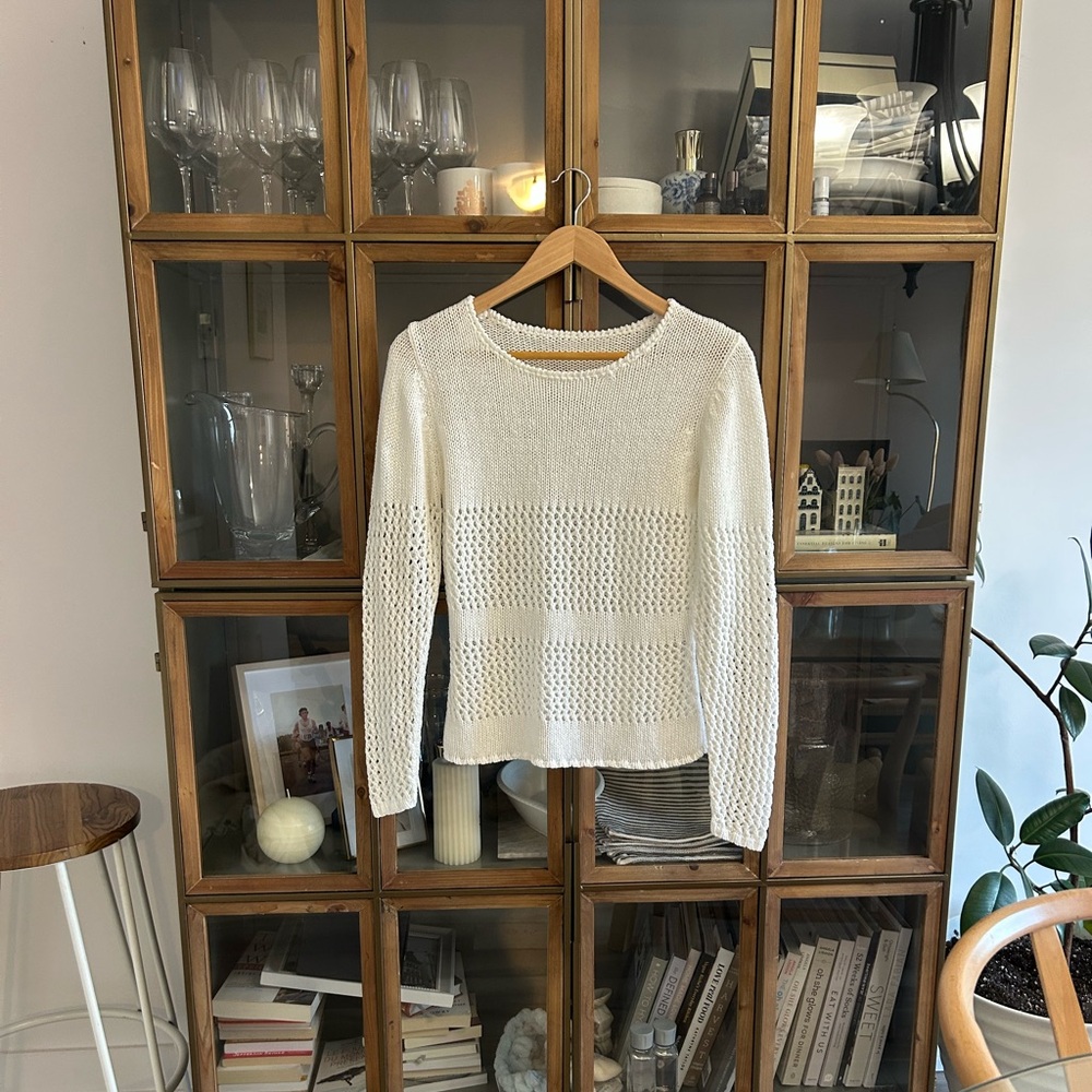 Vintage White Crochet Knit Sweater